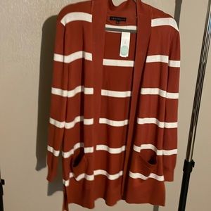 Love Ellie Neely Two Pocket Cardigan Orange Striped